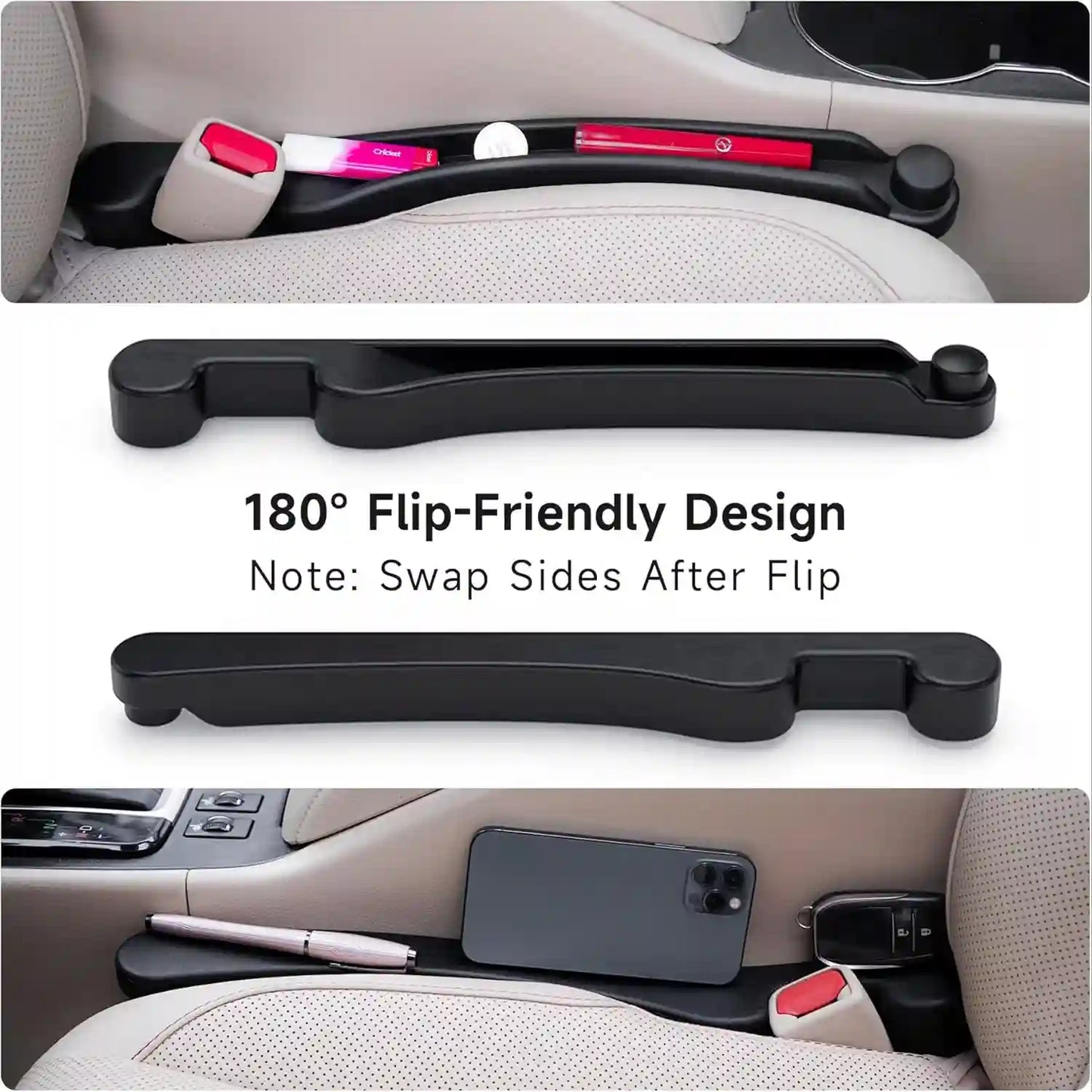 Car Seat Gap Filler Organizer - Anti-Drop Insert Design For Blocking Lost Items & Creating Instant Car Storage