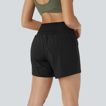2-Piece High-Waisted Yoga Shorts Set - Sculpt Fit Design With Hidden & Back Pockets For Everyday Movement & Comfort