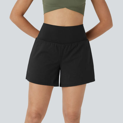 2-Piece High-Waisted Yoga Shorts Set - Sculpt Fit Design With Hidden & Back Pockets For Everyday Movement & Comfort