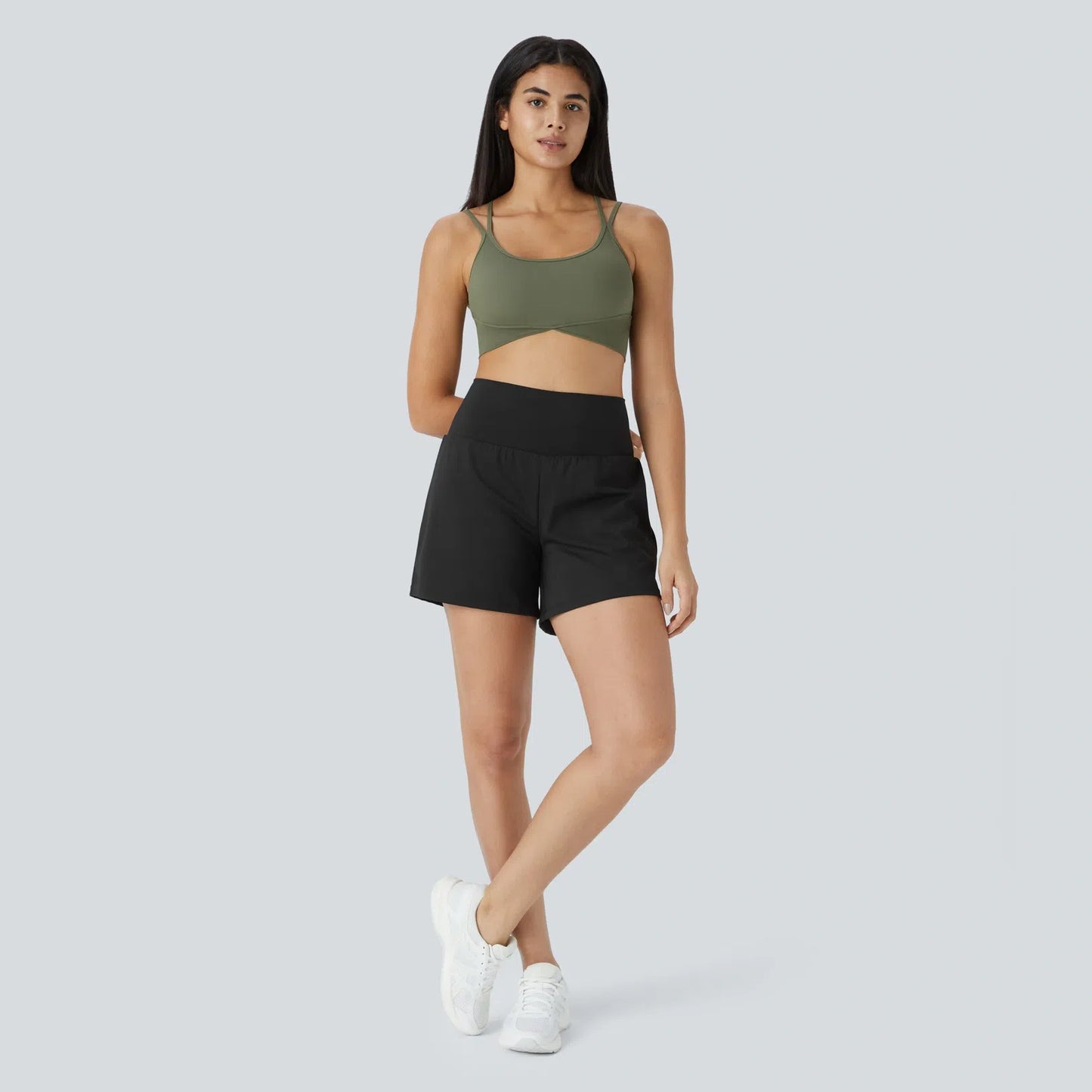 2-Piece High-Waisted Yoga Shorts Set - Sculpt Fit Design With Hidden & Back Pockets For Everyday Movement & Comfort