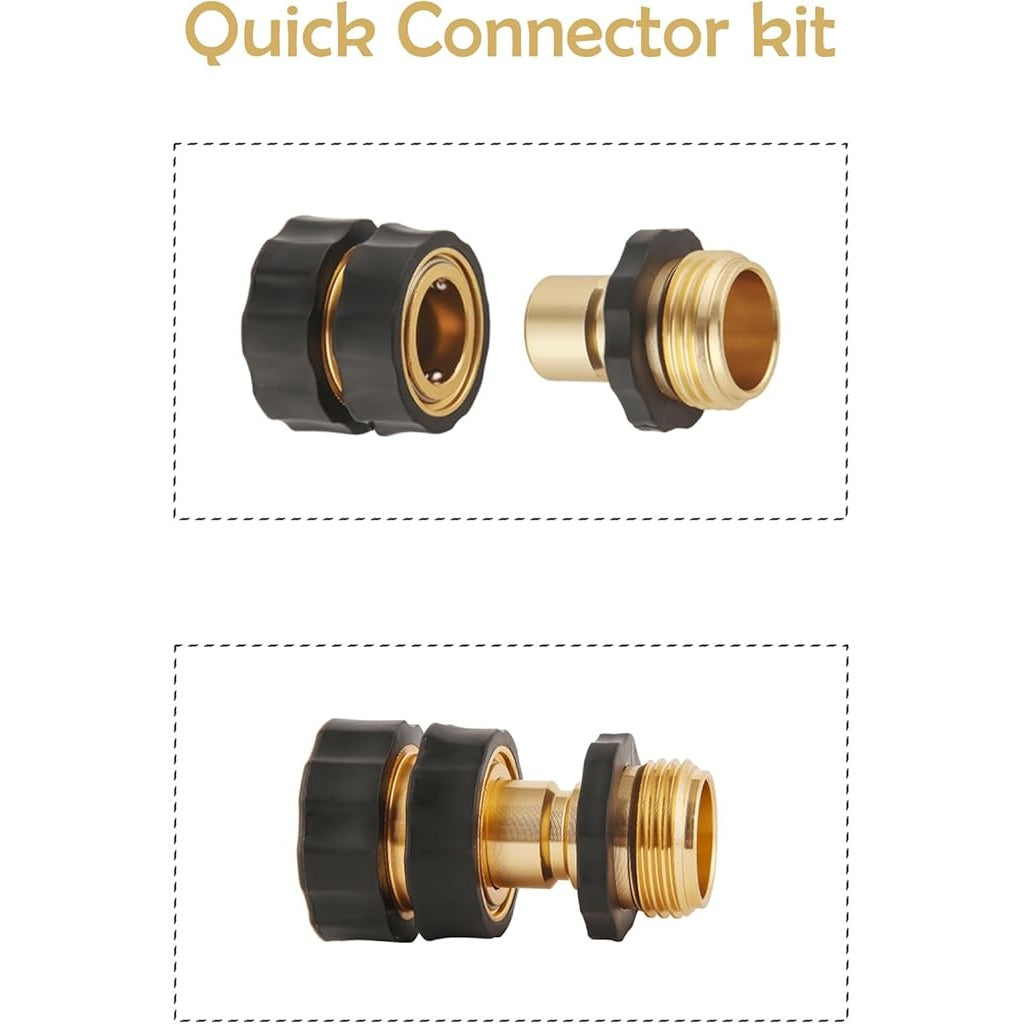 Garden Hose Quick Connectors - Leak-Resistant 3/4" GHT Fittings For Faster Watering