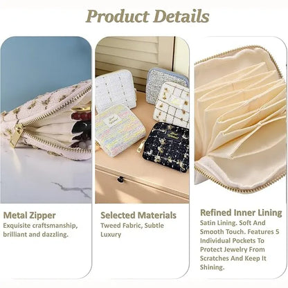 Travel Jewelry Organizer - 5 Compartments For Tangle-Free Storage