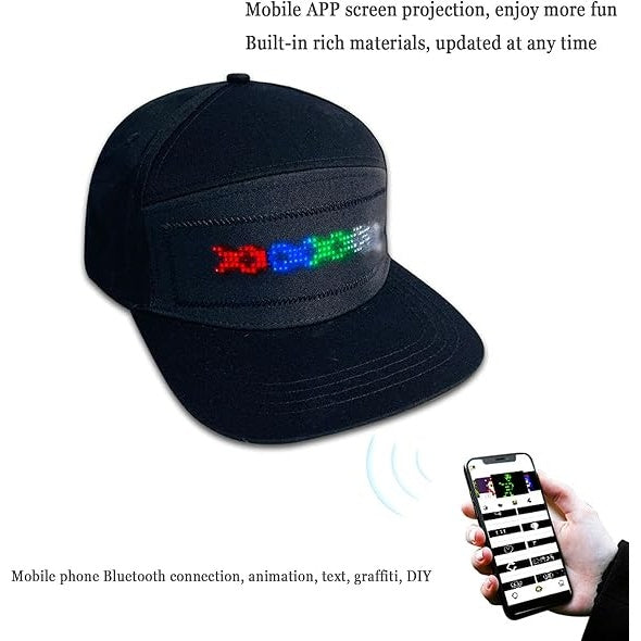 ED Rolling Display Baseball Cap - App-Controlled GIF, Image & Text Display For Instant Attention