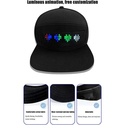 ED Rolling Display Baseball Cap - App-Controlled GIF, Image & Text Display For Instant Attention