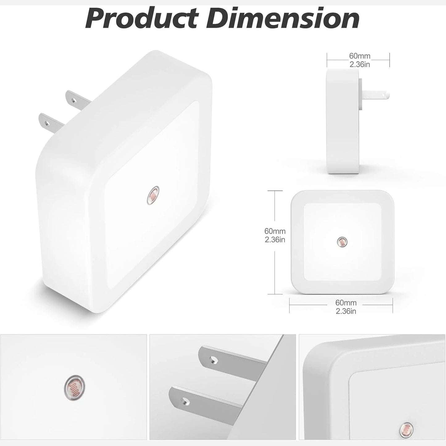 Plug-In Night Light 6-Pack - Auto Sensor Glow Frame For Safer Night Walks