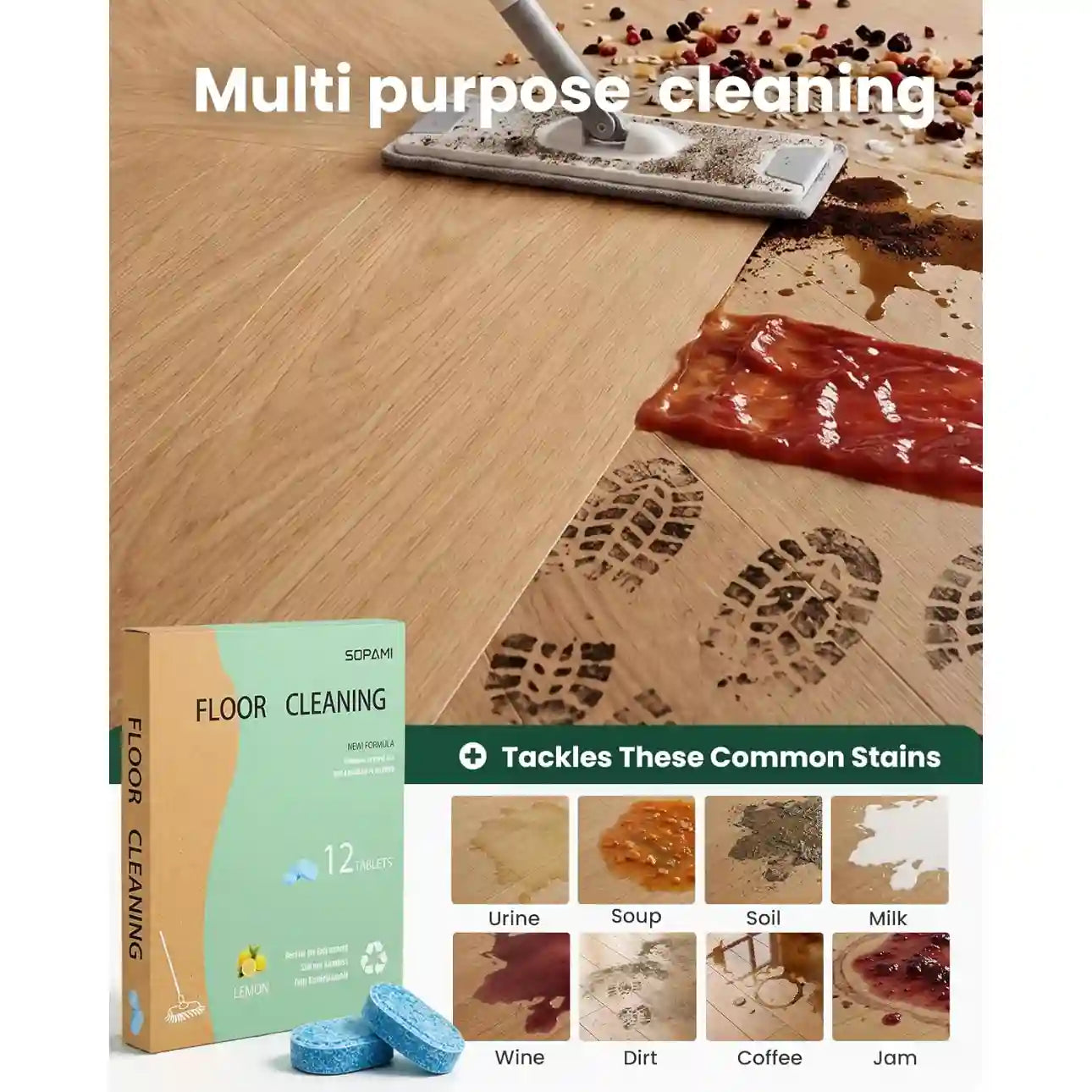 Floor Cleaning Tablets - Drop & Dissolve For Fresh, Residue-Free Floors