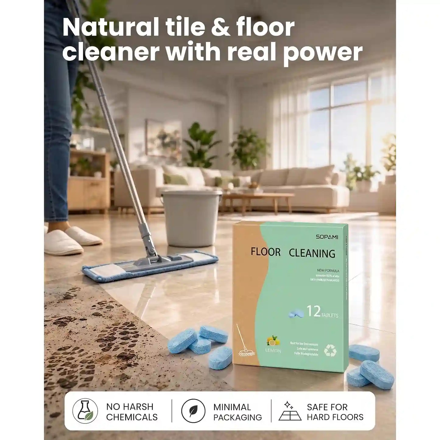 Floor Cleaning Tablets - Drop & Dissolve For Fresh, Residue-Free Floors