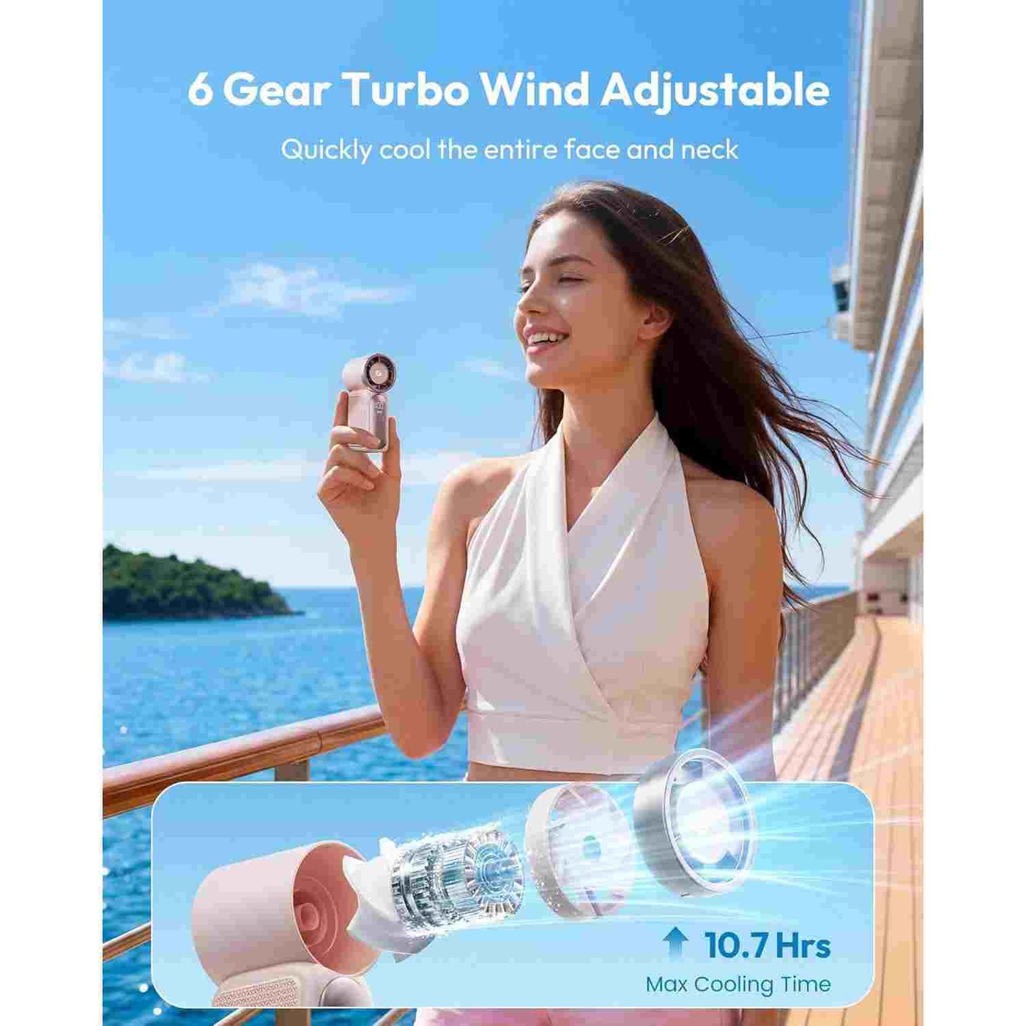Mini Handheld Fan - 6-Speed LED Control for Instant Personal Cooling Anywhere