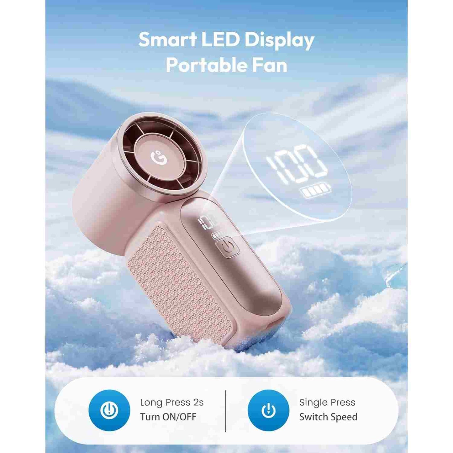 Mini Handheld Fan - 6-Speed LED Control for Instant Personal Cooling Anywhere